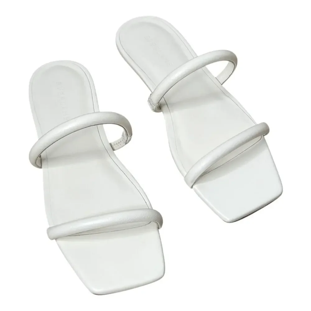 Everlane Women's The Double Strap Sandal White Leather 6.5 NWOB